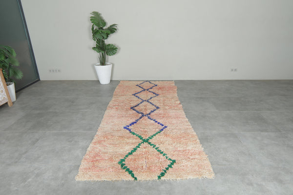 Vintage peach Moroccan runner rug - 3.9 ft x 9.6 ft