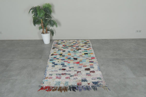 Colorful Moroccan boucherouite rug – 3.5 x 6 Feet handwoven shag carpet