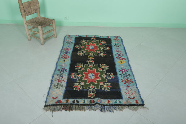 Vibrant handwoven Moroccan rug 3.1 x 4.8 FT | Floral wool pattern | Unique design