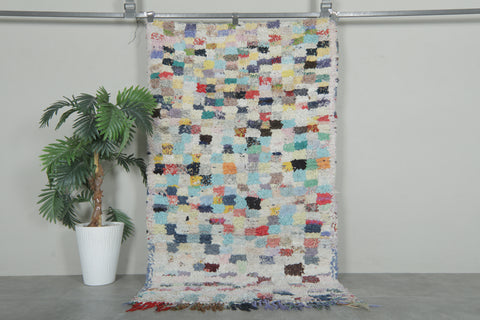 Colorful Moroccan Boucherouite Rug – 3.5 x 6 Feet Handwoven Shag Carpet