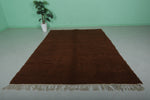 6.9 x 9.8 FT Solid Brown Moroccan Wool Rug - Handmade Minimalist Design