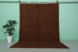 6.9 x 9.8 FT Solid Brown Moroccan Wool Rug - Handmade Minimalist Design