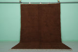 6.9 x 9.8 FT Solid Brown Moroccan Wool Rug - Handmade Minimalist Design