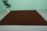 6.9 x 9.8 FT Solid Brown Moroccan Wool Rug - Handmade Minimalist Design