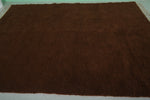 6.9 x 9.8 FT Solid Brown Moroccan Wool Rug - Handmade Minimalist Design