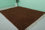 6.9 x 9.8 FT Solid Brown Moroccan Wool Rug - Handmade Minimalist Design