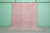 8.2 x 11.2 ft Moroccan Pink and White Checkered Rug