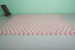 8.2 x 11.2 ft Moroccan Pink and White Checkered Rug