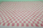 8.2 x 11.2 ft Moroccan Pink and White Checkered Rug