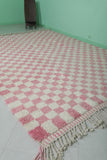 8.2 x 11.2 ft Moroccan Pink and White Checkered Rug