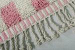 8.2 x 11.2 ft Moroccan Pink and White Checkered Rug