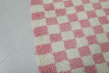 8.2 x 11.2 ft Moroccan Pink and White Checkered Rug