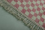 8.2 x 11.2 ft Moroccan Pink and White Checkered Rug