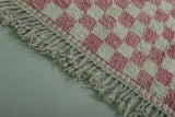 8.2 x 11.2 ft Moroccan Pink and White Checkered Rug