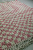 8.2 x 11.2 ft Moroccan Pink and White Checkered Rug