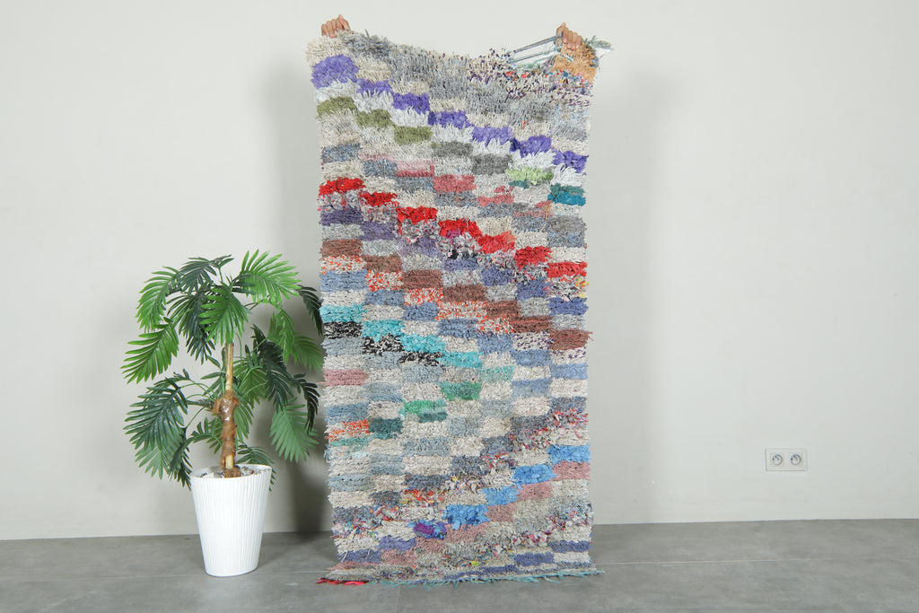 Moroccan boucherouite rug - Multicolor design - 5.9 ft x 2.7 ft