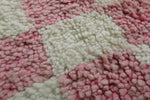 8.2 x 11.2 ft Moroccan Pink and White Checkered Rug