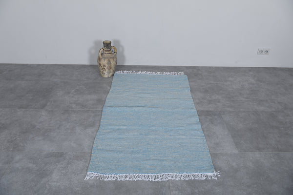 Handwoven Moroccan rug –  Blue minimalism | 3.1 FT x 5 FT