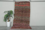 Earthy Horizon Moroccan Rug – 3.6 FT X 6.9 FT Striped Vintage Boucherouite rug