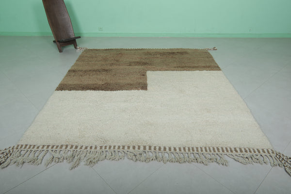 Handmade Moroccan wool rug 7.2 x 8.2 ft - Earthy two-tone berber design
