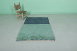 Small Moroccan Rug – 3 x 4.9 FT – Teal and Navy Color Block Design