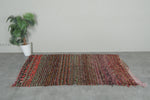 Earthy Horizon Moroccan Rug – 3.6 FT X 6.9 FT Striped Vintage Boucherouite rug