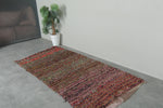 Earthy Horizon Moroccan Rug – 3.6 FT X 6.9 FT Striped Vintage Boucherouite rug
