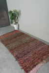 Earthy Horizon Moroccan Rug – 3.6 FT X 6.9 FT Striped Vintage Boucherouite rug