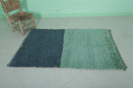 Small Moroccan Rug – 3 x 4.9 FT – Teal and Navy Color Block Design