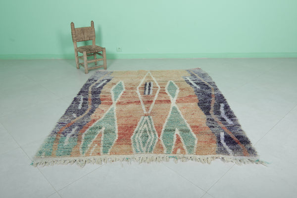 Moroccan wool rug - 5 x 6.2 ft | Vintage berber handmade carpet