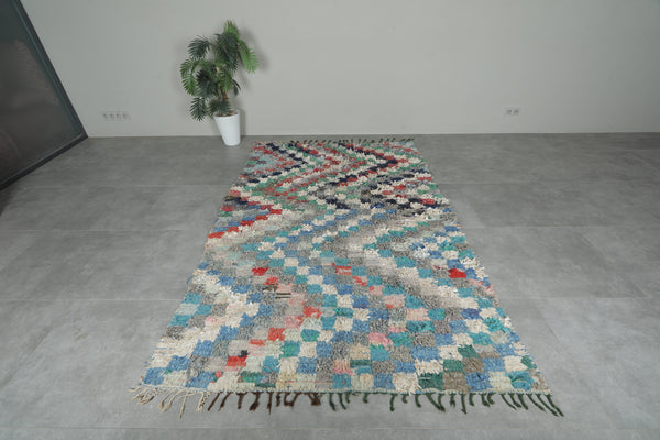 Vibrant Moroccan boucherouite rug – 5.4 x 8.1 Feet handwoven patchwork carpet