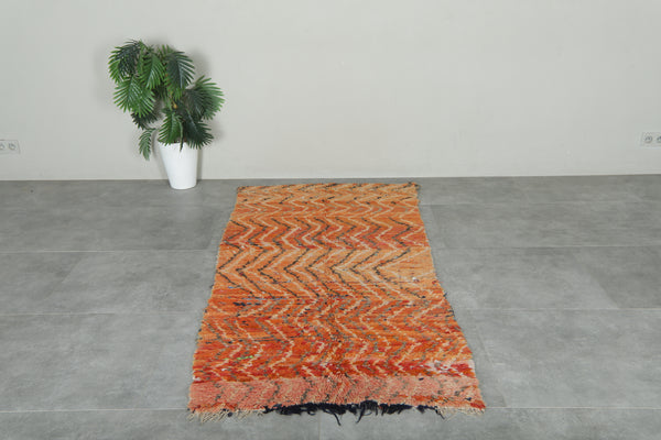 Vintage Moroccan berber rug - Burnt orange zigzag carpet - 3.3 ft x 7 ft