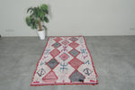 Tribal Moroccan Boucherouite Rug – 3.8 x 5.8 Feet Handwoven Diamond Motif Carpet