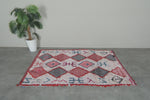 Tribal Moroccan Boucherouite Rug – 3.8 x 5.8 Feet Handwoven Diamond Motif Carpet