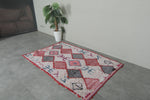 Tribal Moroccan Boucherouite Rug – 3.8 x 5.8 Feet Handwoven Diamond Motif Carpet