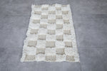 Small Moroccan Beni Ourain Rug – 2 x 3.3 ft | Neutral Checkered Design