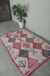Tribal Moroccan Boucherouite Rug – 3.8 x 5.8 Feet Handwoven Diamond Motif Carpet