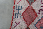 Tribal Moroccan Boucherouite Rug – 3.8 x 5.8 Feet Handwoven Diamond Motif Carpet