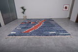 Hand-Knotted Moroccan Blue and Red Rug - 11.7 FT X 14.4 FT | Large Artistic Wool Carpet