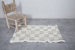 Small Moroccan Beni Ourain Rug – 2 x 3.3 ft | Neutral Checkered Design