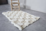 Small Moroccan Beni Ourain Rug – 2 x 3.3 ft | Neutral Checkered Design