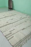 Minimalist Moroccan Rug - 7 x 9.7 ft with Subtle Stripes