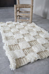 Small Moroccan Beni Ourain Rug – 2 x 3.3 ft | Neutral Checkered Design