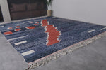 Hand-Knotted Moroccan Blue and Red Rug - 11.7 FT X 14.4 FT | Large Artistic Wool Carpet