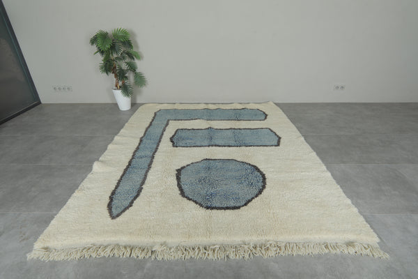 Contemporary Moroccan Wool Rug – 6.7 FT x 7.9 FT Handmade Wool Carpet