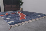 Hand-Knotted Moroccan Blue and Red Rug - 11.7 FT X 14.4 FT | Large Artistic Wool Carpet