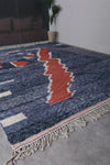 Hand-Knotted Moroccan Blue and Red Rug - 11.7 FT X 14.4 FT | Large Artistic Wool Carpet