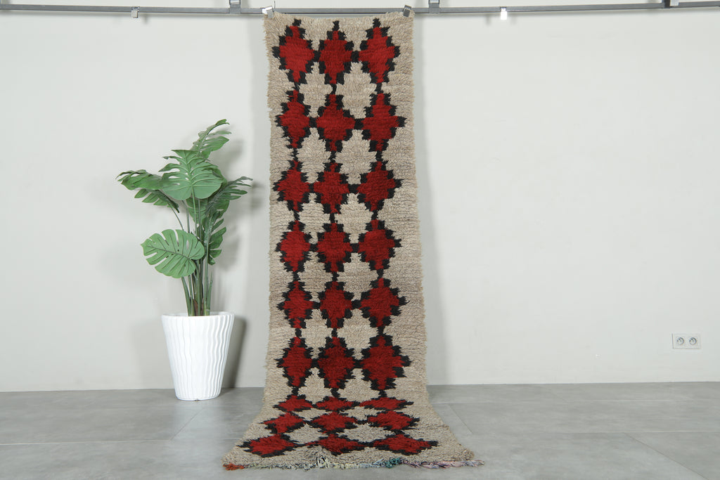 Geometric Moroccan runner rug - 2.7 ft x 10.1 ft