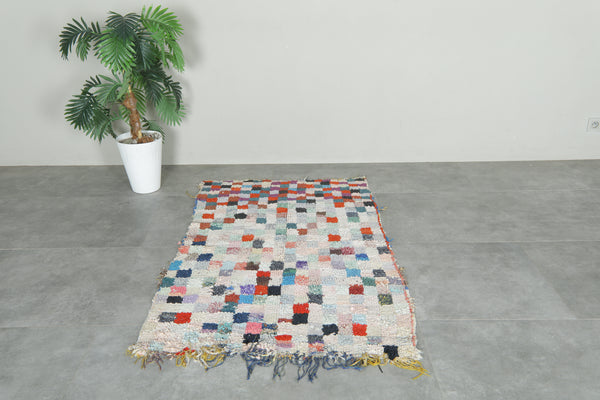 Checkered Moroccan boucherouite rug - 3.2 ft x 5.2 f
