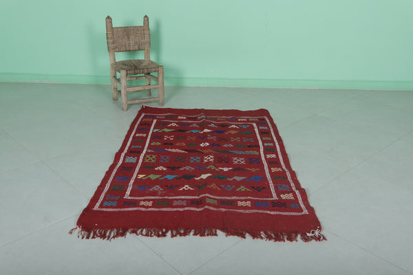Small handwoven berber Moroccan rug - 3.2 FT X 4.8 FT | Authentic artisanal elegance